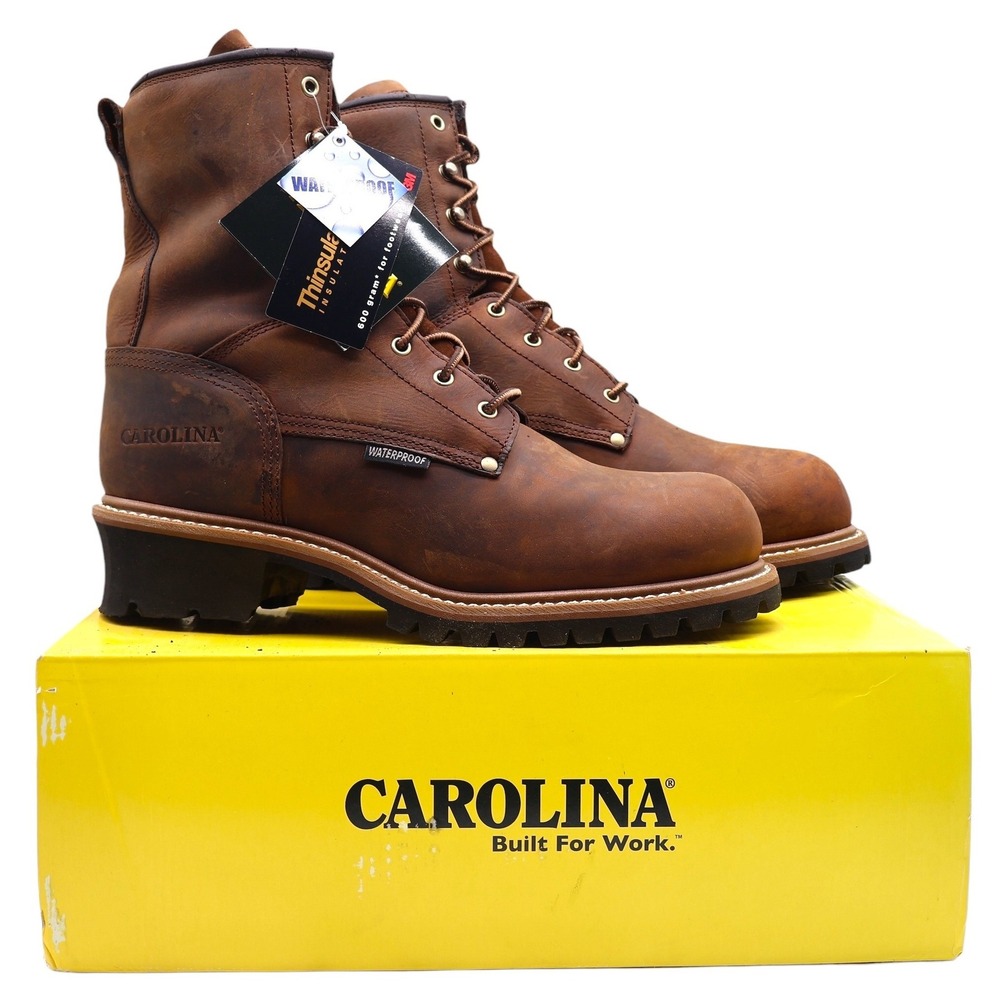 Carolina Logger Work Boots Mens 13 D CA4821 Brown Leather 600g Thinsulate New
